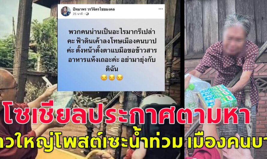 สาวใหญ๋โพสต์แซะ น้ำท่วมจังหวัดน่าน ฟ้าดินลงโทษเมืองคนบาป แบมือขอข้าวสาร อาหารแห้ง โซเชียลแห่ตามหาตัว