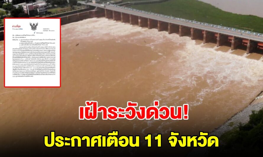 เฝ้าระวังด่วน! ประกาศเตือน 11 จังหวัดลุ่มเจ้าพระยา เขื่อนเพิ่มการระบายน้ำ